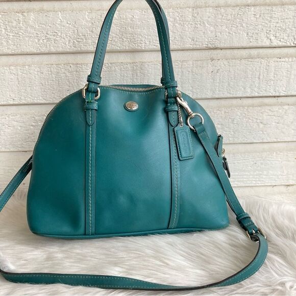 COACH Teal Blue Green Peyton Dome Satchel Tote Shoulder Bag 25671 - Picture 13 of 13
